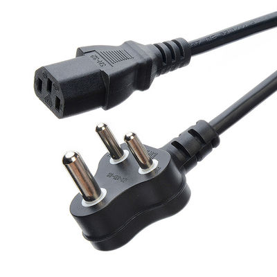 Cable noir Afrique du Sud SABS Appareils électroménagers standard Cordes d'alimentation Cordes d'extension pour résidentiel / général