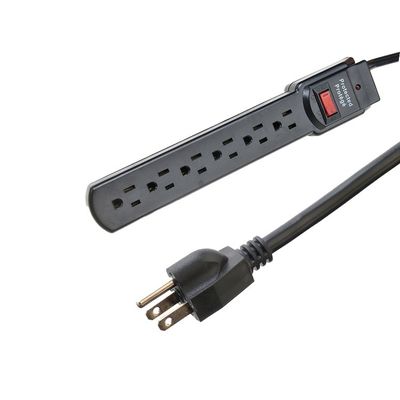 Male End Type NEMA 5-15P ETL15A/125V 6 Outlet Electric Extension Socket Power Strip Surge Protector for Home Appliances