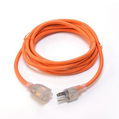 ETL 12/3 SJTW Heavy Duty 3 Prong Orange Extension Cord 12 Gauge NEMA5-15 Outdoor Cord for Commercial