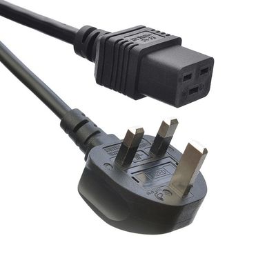 Réseau SDK Royaume-Uni BS Standard C5 C19 Connecteur 3 broches ligne de plomb bande de fil Cordon d'alimentation 3 broches câble ac alimentation Cable IEC noir