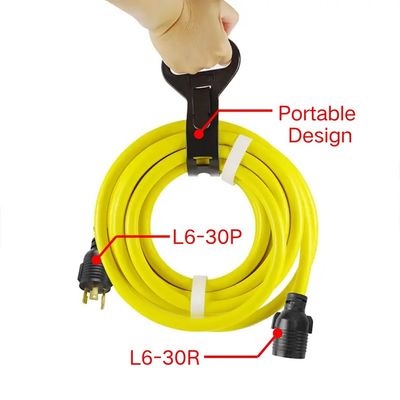 3/10/25/50FT L6-30R Heavy Duty Generator Locking Power Cord Generator Extension Cord SJTW Portable Generator Power Cord