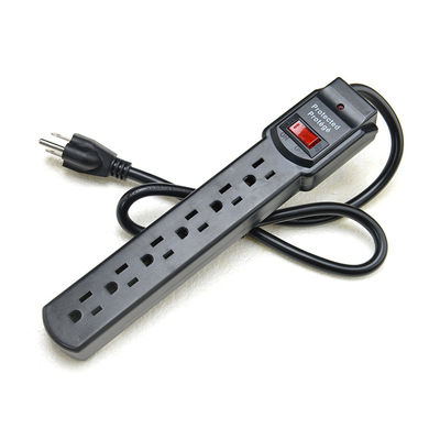 Protection contre les surtensions Portable 6 sortie American Standard ETL Power Strip pour appareils électroménagers en noir