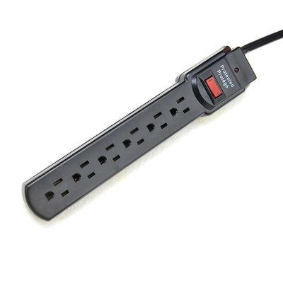 Protection contre les surtensions Portable 6 sortie American Standard ETL Power Strip pour appareils électroménagers en noir