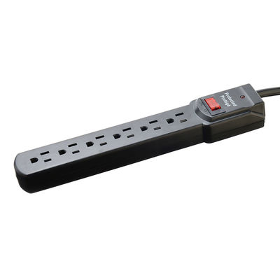 Protection contre les surtensions Portable 6 sortie American Standard ETL Power Strip pour appareils électroménagers en noir