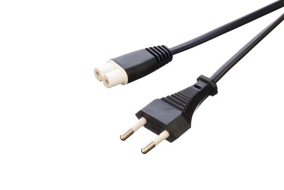 VDE européen sans mise à la terre 2 broches broche ronde 2.5A prise étanche câbles d'extension pour chaudières électriques noires