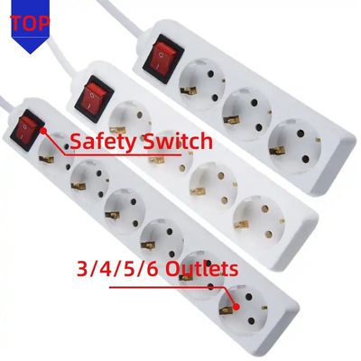 CE certifié EU Extension Socket Power Strip avec câble 3x1.5mm et commutateur WIFI NO Standard EU 1 Meter Cable avec commutateur