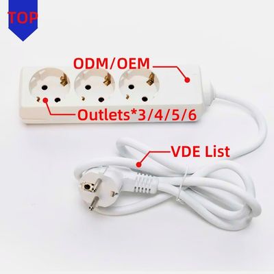 Cable d'extension universel 3m 3 Way et prise de commutateur pour prise d'alimentation multi-branche Extension 3*0,75 Blanc Option personnalisée