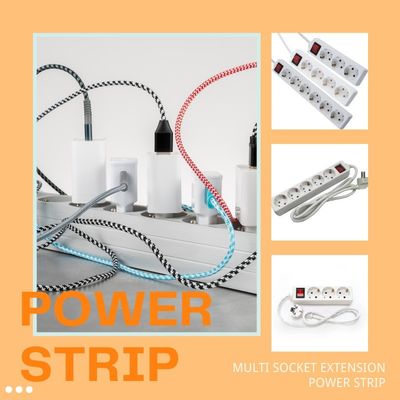 Cable d'extension universel 3m 3 Way et prise de commutateur pour prise d'alimentation multi-branche Extension 3*0,75 Blanc Option personnalisée