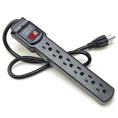 Male End Type NEMA 5-15P ETL15A/125V 6 Outlet Electric Extension Socket Power Strip Surge Protector for Home Appliances
