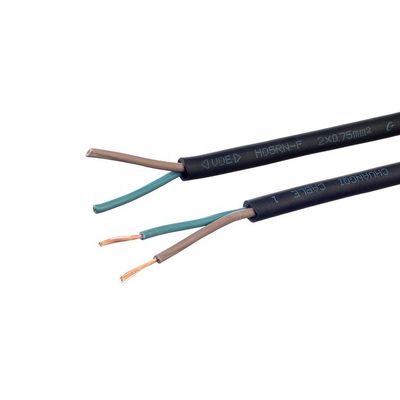 VDE Standard H05rr f câble électrique en caoutchouc 2x0,75 électrique pour appareil ménager -5C à 70C 2C X0,75MM2 sections normales