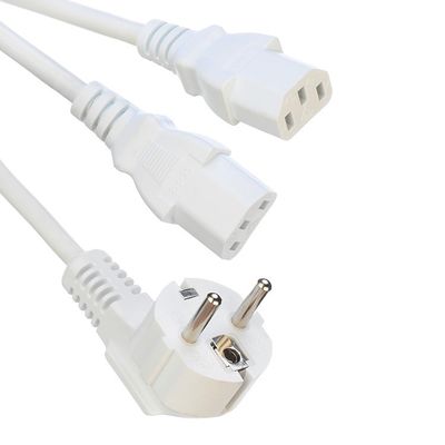 Cordon d'alimentation à séparateur de type Y, blanc, féminin, sans oxygène, en cuivre à chaîne détachée 2XC13 Cordon d'alimentation à séparateur de type Y, 250V/16A, câble d'extension VDE approuvé