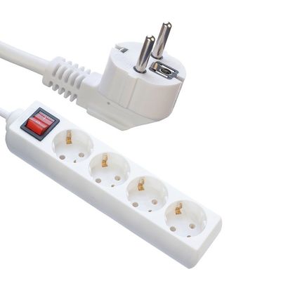 Adaptateur de prise de courant européen avec 4 prises de courant, câble d'extension, prise et commutateur multiples
