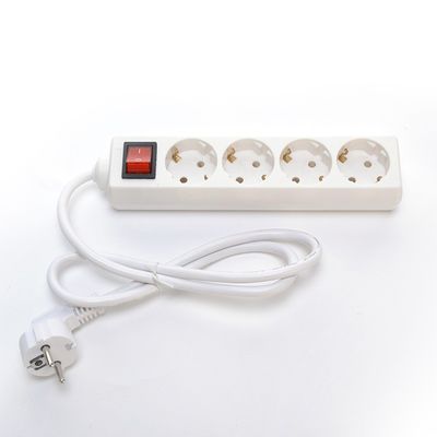 Adaptateur de prise de courant européen avec 4 prises de courant, câble d'extension, prise et commutateur multiples