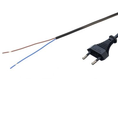 2.5A 2 broches câbles d'alimentation Black ventilateur électrique sans oxygène Bared Stranded Copper Fin à moitié dépouillée