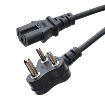 16A 3 épingle câbles d'alimentation Afrique du Sud SABS Standard pour les appareils électroménagers Black Laptop Plug Commercial Type de bout mâle