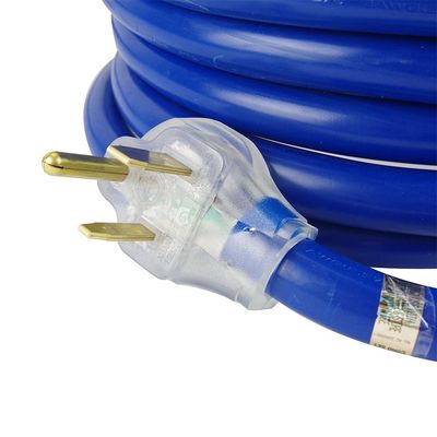 Partie de jardin extérieur 125V 15A NEMA 6-50P/R Lourd 1/3/5/6/20FT 50M Fin éclairée Bleue Multi Rv Cable Cordon d'alimentation d'extension