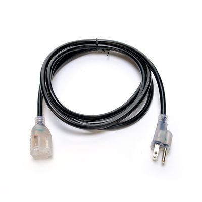 Matériau PVC résistant aux intempéries Cordon d'alimentation ETL NEMA 5-15 8/10/12 AWG Cordon d'extension noir éclairé