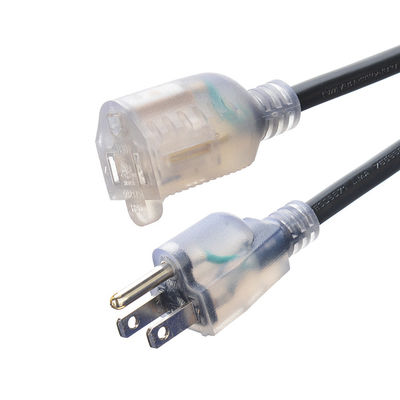 Matériau PVC résistant aux intempéries Cordon d'alimentation ETL NEMA 5-15 8/10/12 AWG Cordon d'extension noir éclairé