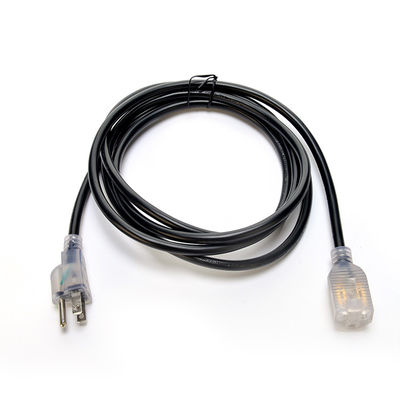 Matériau PVC résistant aux intempéries Cordon d'alimentation ETL NEMA 5-15 8/10/12 AWG Cordon d'extension noir éclairé