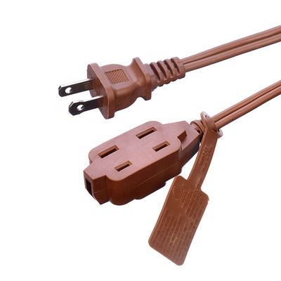 18AWG ETL fil parallèle câble secteur à courant alternatif avec interrupteur et prise de courant câble d'extension brun ETL Standard PVC Jacket USA 2 Prong