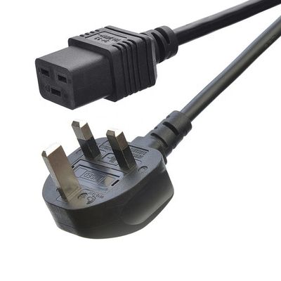 Commercial prise CA IEC60320 C19 connecteur 3 broches lignes de plomb bande de fil de câble de puissance Royaume-Uni BS Standard 3 Prong alimentation câble IEC