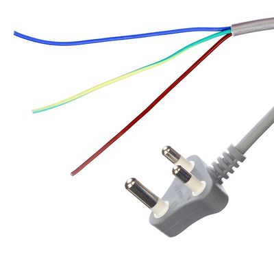 450v H05VV-F 3X0.75MM2 3 Phase Plug Power Cable for South Africa SABS Grey Oxygen Free Bared Stranded Copper