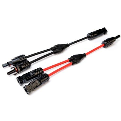 Extension de câble photovoltaïque solaire avec connecteur solaire PV004 Y Diviseur Noir et rouge Paire H1Z2Z2-K DC 1500V 1X4mm XLPO Isolation