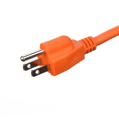 Corde d'alimentation universelle orange personnalisée de longueur extérieure de prise pour NEMA type extrémité mâle en environnement extérieur