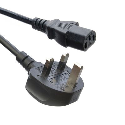 Réseau SDK Royaume-Uni BS Standard C5 C19 Connecteur 3 broches ligne de plomb bande de fil Cordon d'alimentation 3 broches câble ac alimentation Cable IEC noir