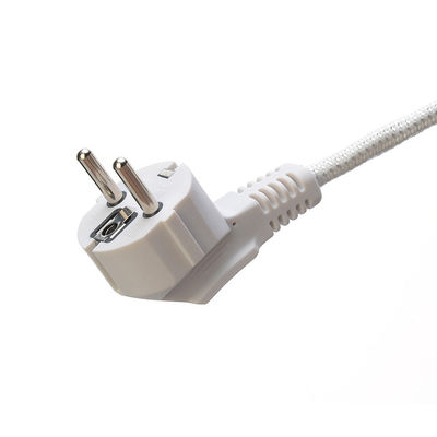 CEE 16A Electric Iron Cotton Cable VDE Black White Ac Power Cord Steam Home Appliance H03RT-F 3x42/0.15mm Male End Type