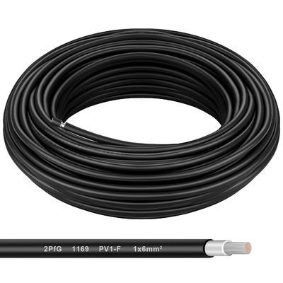 Industrial Solar Earth Cable for Low Voltage DC 1500V Apparatus 12v Solar Panel Extension Cable 1x6mm2 Wire