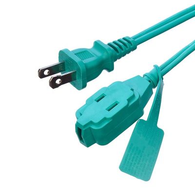3 câbles d'extension de sortie avec matériau de veste en PVC vert SPT-2 14/2 AWG 6FT/12FT 2 bande d'alimentation à pointe et couvercle du capuchon de sécurité