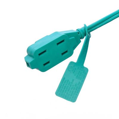 3 câbles d'extension de sortie avec matériau de veste en PVC vert SPT-2 14/2 AWG 6FT/12FT 2 bande d'alimentation à pointe et couvercle du capuchon de sécurité