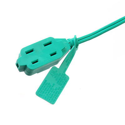 3 câbles d'extension de sortie avec matériau de veste en PVC vert SPT-2 14/2 AWG 6FT/12FT 2 bande d'alimentation à pointe et couvercle du capuchon de sécurité