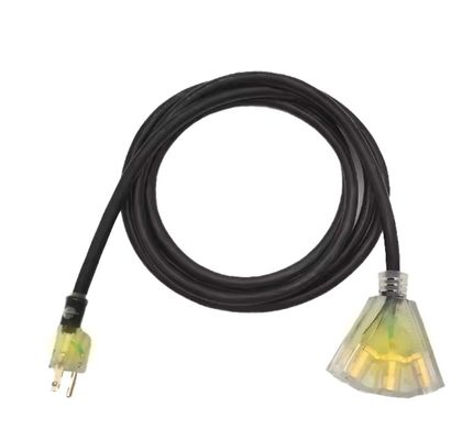 20A/250V SJTW câble d'extension noir lourd à 3 branches et support d'éclairage extérieur Sélection de couleur personnalisable