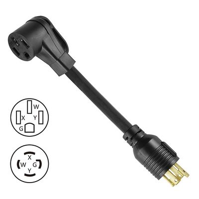 30 Amp Generator Inlet Box NEMA L14-30P Twist Lock Plug to 14-50R Adapter with SJTOW Extension Cord in Customizable Blue