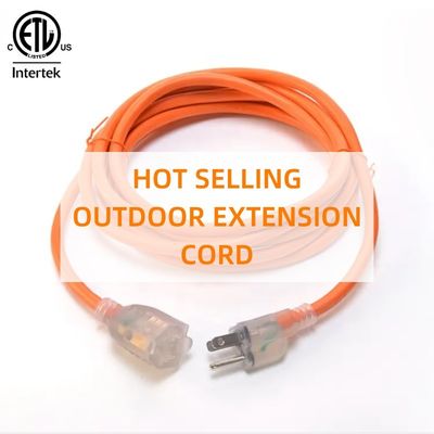15 FT 12/3 Gauge LED Lighted End SJTW 15 Amp/125V/1875W Orange Jacket extérieur Cordon électrique lourd pour intérieur / extérieur