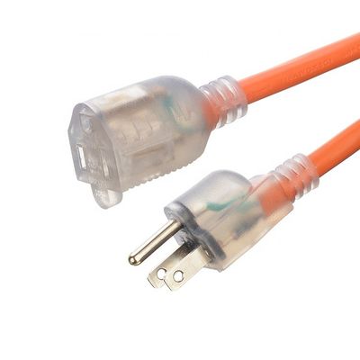 15 FT 12/3 Gauge LED Lighted End SJTW 15 Amp/125V/1875W Orange Jacket extérieur Cordon électrique lourd pour intérieur / extérieur