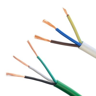 300/500V H05VV F 3G0.75mm2 3 noyaux enfilés en cuivre nu fil de terre PVC câble d'isolation pour projets de construction